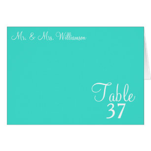 Sunset Hearts Turquoise Blue Wedding Table Kaart