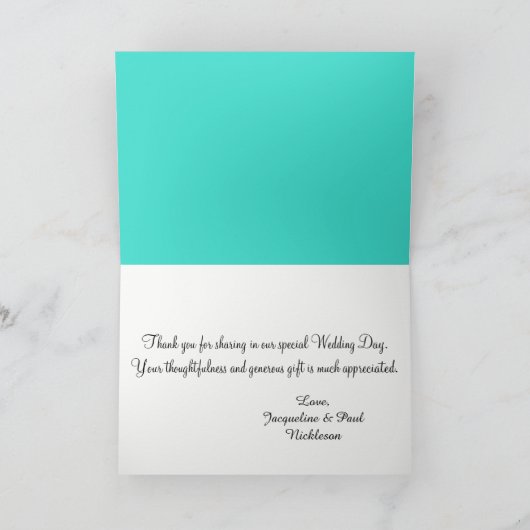 Sunset Hearts Turquoise Bruiloft Dank u Kaarten (Binnen)