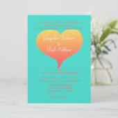 Sunset Hearts Turquoise Kaart (Staand voorkant)
