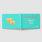 Sunset Hearts Turquoise Wedding Book Gastenboek (Volledig)