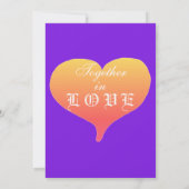 Sunset Hearts Violet Golden Monogram Weddenschap Kaart (Achterkant)