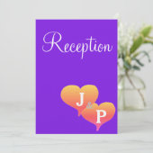Sunset Hearts Violet Monogram Ontvangstkaart Kaart (Staand voorkant)