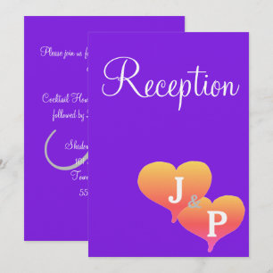 Sunset Hearts Violet Monogram Opvangkaart Kaart