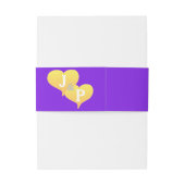 Sunset Hearts Violet Monogram Silver Belly Band Uitnodigingen Wikkel (Achterkant Voorbeeld)