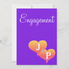 Sunset Hearts Violet Monogram Verloving Kaart