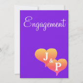Sunset Hearts Violet Monogram Verloving Kaart (Voorkant)