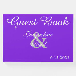Sunset Hearts Violet Monogrammed Weddenschap Gastenboek