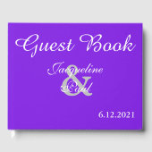 Sunset Hearts Violet Monogrammed Weddenschap Gastenboek (Voorkant)