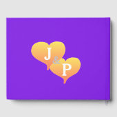 Sunset Hearts Violet Monogrammed Weddenschap Gastenboek (Achterkant)