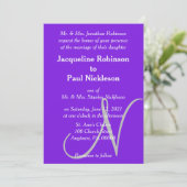 Sunset Hearts Violet Silver Monogram Weddenschap Kaart (Staand voorkant)