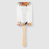 Sunset Herfst Bloemen Waterverf Trouwprogramma Handwaaier (Achterkant)