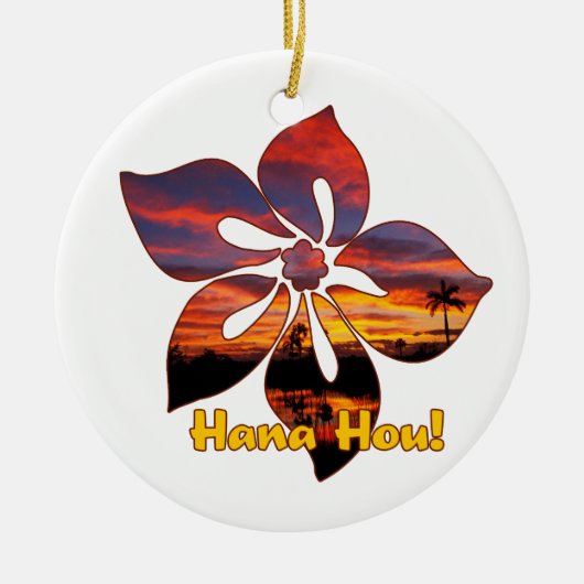 Sunset Hibiscus Hawaiian Ornaments Keramisch Ornament (Voorkant)