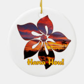 Sunset Hibiscus Hawaiian Ornaments Keramisch Ornament (Achterkant)