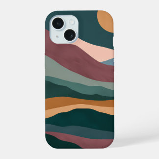 Sunset Hills Boho Abstract Landschap iPhone Hoesje 15 Case