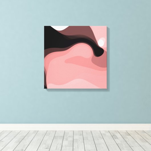 Sunset Horizon: Abstract Roze, Zwart & Wit Canvas Afdruk (Insitu (Houten vloer))