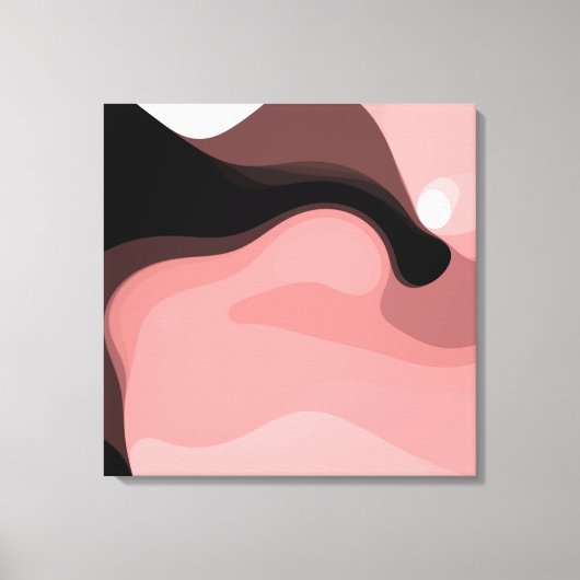 Sunset Horizon: Abstract Roze, Zwart & Wit Canvas Afdruk (Voorkant)
