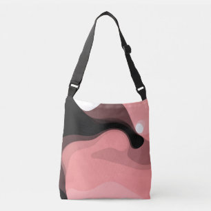 Sunset Horizon: Abstract Roze, Zwart & Wit Crossbody Tas