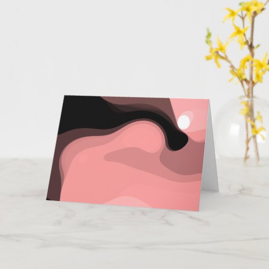 Sunset Horizon: Abstract Roze, Zwart & Wit Kaart (Gele Bloem)