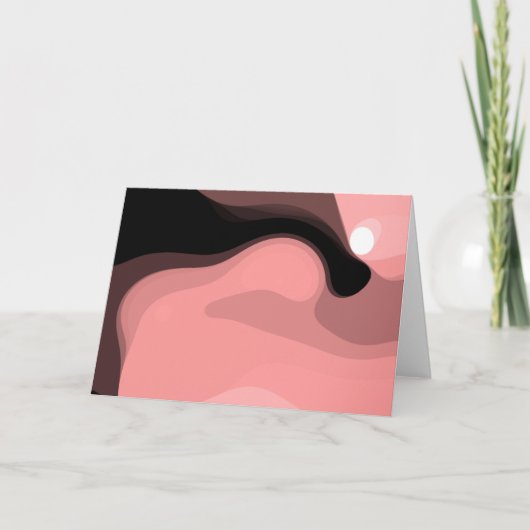 Sunset Horizon: Abstract Roze, Zwart & Wit Kaart (Voorkant)
