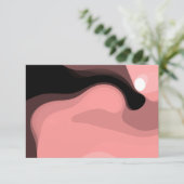 Sunset Horizon: Abstract Roze, Zwart & Wit Kaart (Staand voorkant)