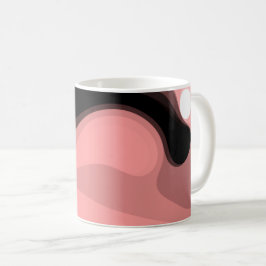 Sunset Horizon: Abstract Roze, Zwart & Wit Koffiemok