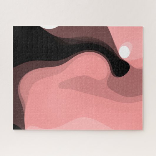 Sunset Horizon: Abstract Roze, Zwart & Wit Legpuzzel (Horizontaal)