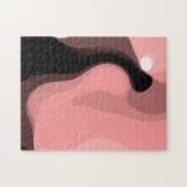 Sunset Horizon: Abstract Roze, Zwart & Wit Legpuzzel (Horizontaal)