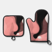 Sunset Horizon: Abstract Roze, Zwart & Wit Ovenwant & Pannenlap Set (Voorkant)