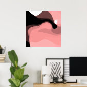 Sunset Horizon: Abstract Roze, Zwart & Wit Poster (Thuiskantoor)
