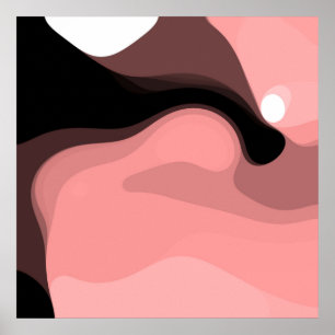 Sunset Horizon: Abstract Roze, Zwart & Wit Poster