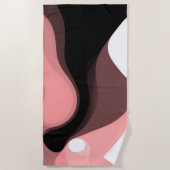 Sunset Horizon: Abstract Roze, Zwart & Wit Strandlaken (Voorkant)