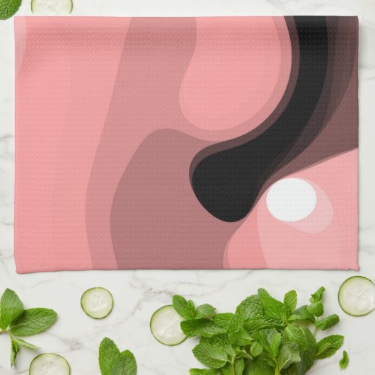 Sunset Horizon: Abstract Roze, Zwart & Wit Theedoek (Gevouwen)