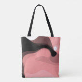 Sunset Horizon: Abstract Roze, Zwart & Wit Tote Bag (Achterkant)