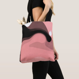 Sunset Horizon: Abstract Roze, Zwart & Wit Tote Bag