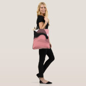 Sunset Horizon: Abstract Roze, Zwart & Wit Tote Bag (Op model)