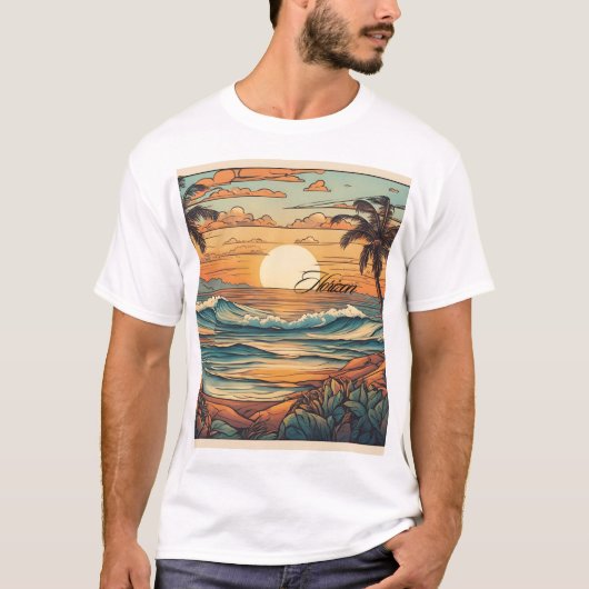 "Sunset Horizon Beach Vibes T-shirt (Voorkant)