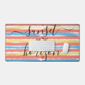 Sunset Horizon Roze Geel Blauw Waterverf Stripes Bureaumat (Keyboard & Muis)