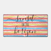 Sunset Horizon Roze Geel Blauw Waterverf Stripes Bureaumat (Voorkant)