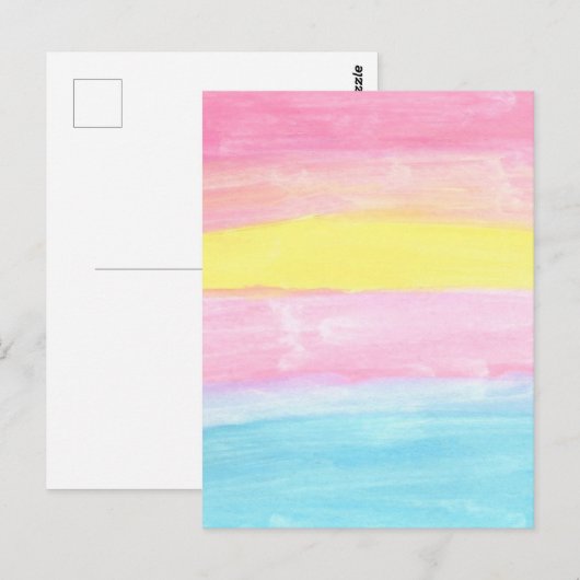Sunset Horizon Waterverf Abstract Briefkaart (Voorkant / Achterkant)