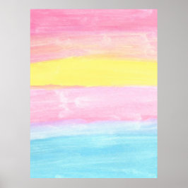 Sunset Horizon Waterverf Abstract Poster