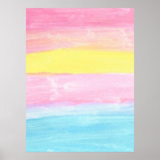 Sunset Horizon Waterverf Abstract Poster (Voorkant)
