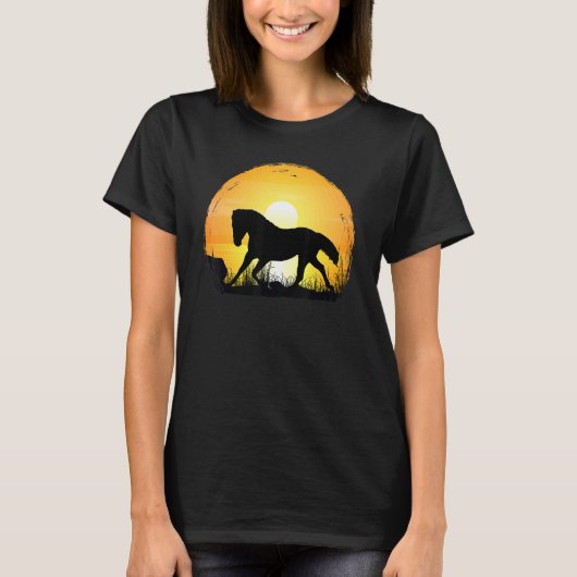Sunset Horse Breed Silhouette American Quarter H T-shirt (Voorkant)