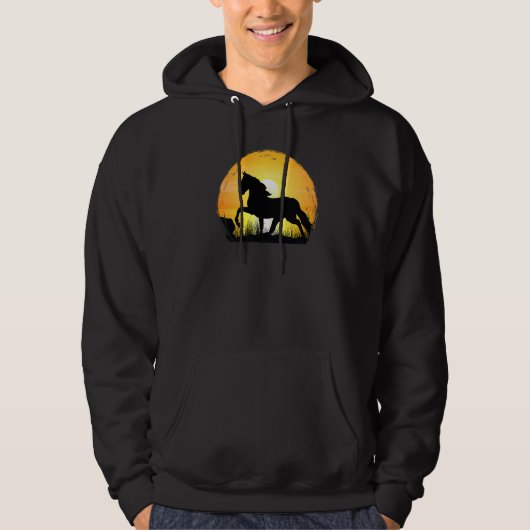 Sunset Horse Breed Silhouette  Haflinger Horse Hoodie (Voorkant)
