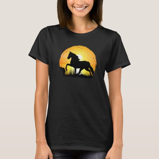 Sunset Horse Breed Silhouette  Haflinger Horse T-shirt (Voorkant)