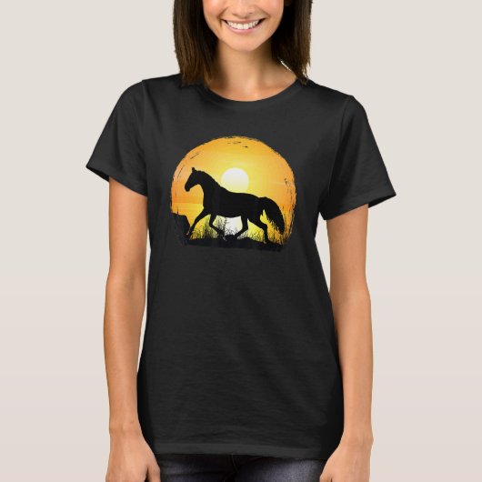 Sunset Horse Breed Silhouette   Warmblood T-shirt (Voorkant)