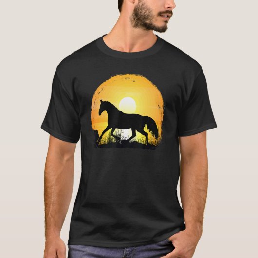 Sunset Horse Breed Silhouette   Warmblood T-shirt (Voorkant)