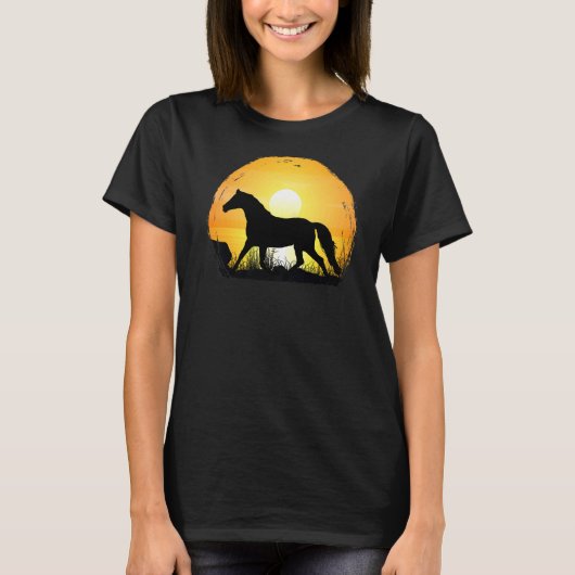 Sunset Horse Breed Silhouette Westphalian T-shirt (Voorkant)