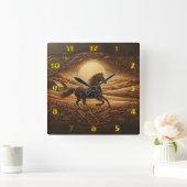 Sunset Horse in een sereen landschap Vierkante Klok (Huis)