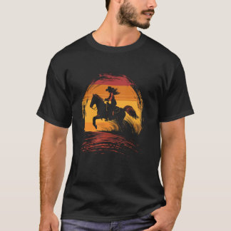 Sunset Horse Lover Western Draag Vrouwen Paardensp T-shirt