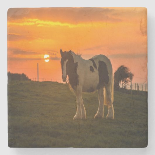 Sunset Horse Stenen Onderzetter (Voorkant)